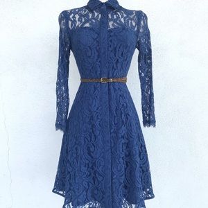 Nanette Lepore lace collared shirt dress